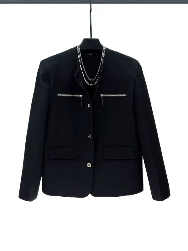 Minimalistische kragenlose Anzugjacke 