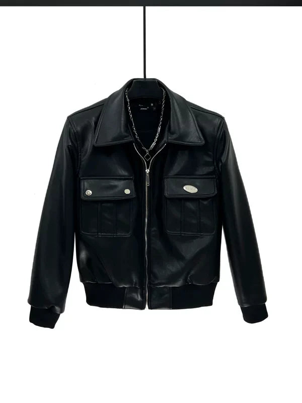 Gesteppte Motorrad-Kurzjacke aus Leder 