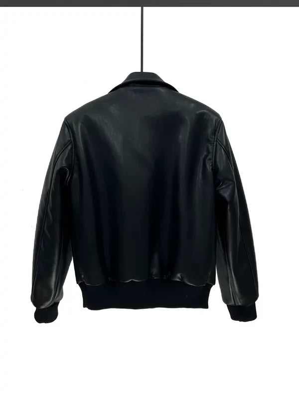 Gesteppte Motorrad-Kurzjacke aus Leder 